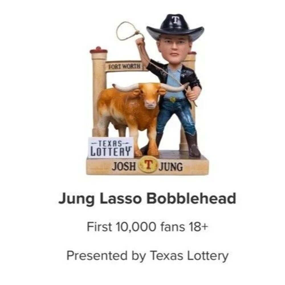 NIB Texas Rangers JOSH JUNG LASSO Bobblehead SGA 9/19/26